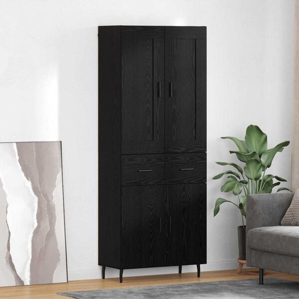 vidaXL Highboard med skuffe 2 pcs Sort eg Konstrueret tr&aelig;