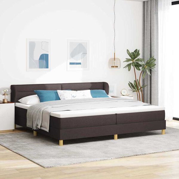 vidaXL Box spring seng med madras M&oslash;rk Brun 200 x 200 cm Stof