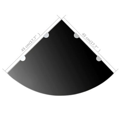 vidaXL hjørnehylde med krombeslag glas sort 45x45 cm