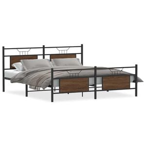 vidaXL sengeramme uden madras 160x200 cm metal brun egetr&aelig;sfarve