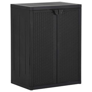 vidaXL opbevaringsskab til haven 65x45x88 cm PP-rattan sort