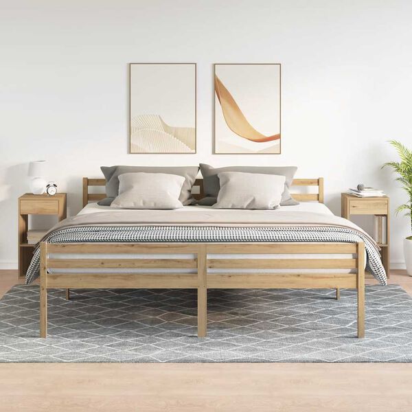 vidaXL sengeborde med skuffe 2 stk. 35x34x66,5 cm egetr&aelig;sfarve