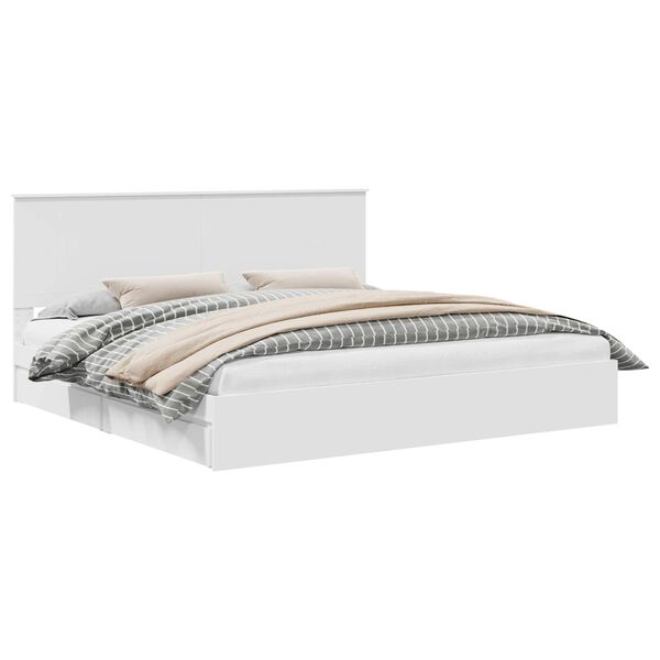 vidaXL Opbevaringsseng med skuffe Hvid 200 x 200 cm Konstrueret tr&aelig;