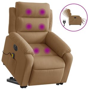vidaXL massagestol med l&oslash;ftefunktion velour brun