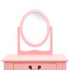vidaXL kosmetikbord med taburet 65x36x128 cm kejsertr&aelig; MDF pink