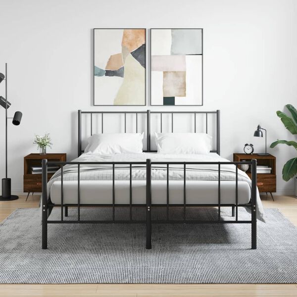 vidaXL sengeborde 2 stk. 40x35x47,5 cm konstrueret tr&aelig; brunt egetr&aelig;