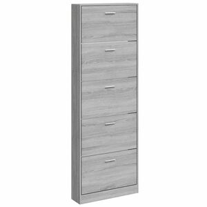 vidaXL skoskab 59x17x169 cm konstrueret tr&aelig; gr&aring; sonoma-eg