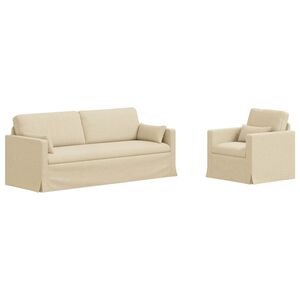 vidaXL Sofa S&aelig;t 2 pcs Creme 198 x 78 x 80 cm Stof