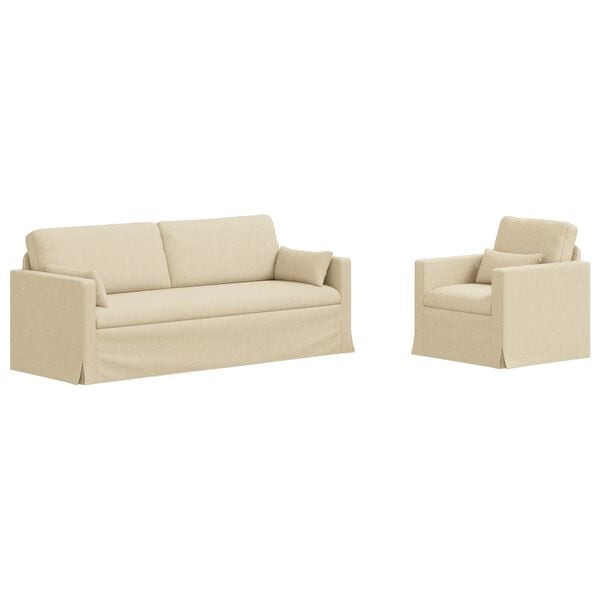 vidaXL Sofa 2 pcs Creme 198 x 78 x 80 cm Stof