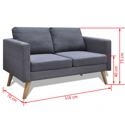 vidaXL sofa 2-pers. stof mørkegrå