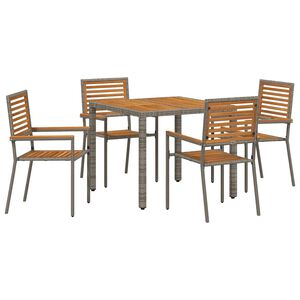 vidaXL Have Spisebordss&aelig;t 5 pcs Gr&aring; og Brun polyrattan