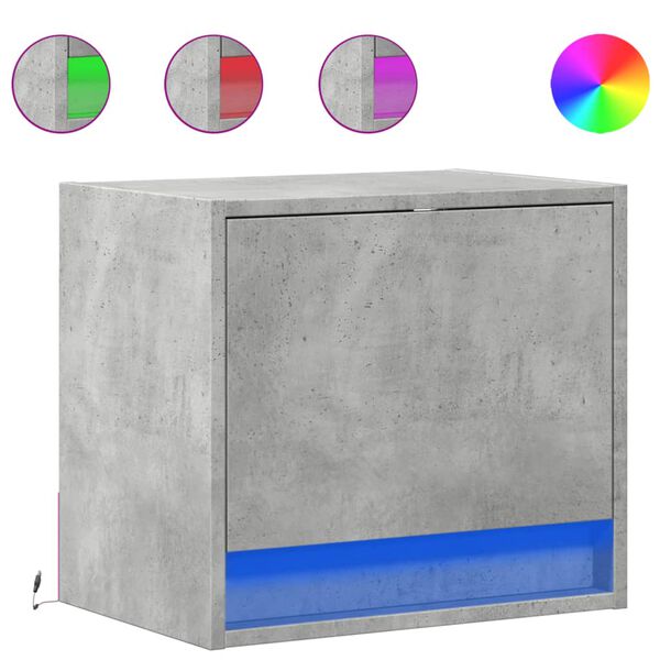 vidaXL væghængte sengeborde 2 stk. med LED-lys betongrå