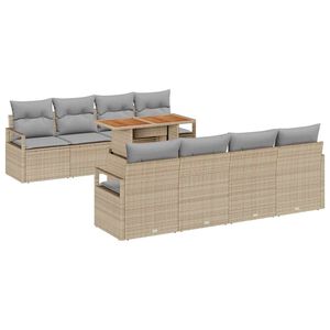 vidaXL Havesofa S&aelig;t 9 stk. 8-Antal s&aelig;der Beige og gr&aring;
