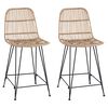 vidaXL Barb&aelig;nk 2 stk. Naturfarvet 44 x 54 x 96 cm Rattan og St&aring;l
