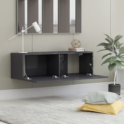 vidaXL tv-bord 100x30x30 cm konstrueret træ grå højglans