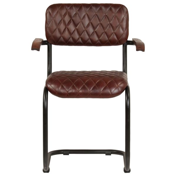 vidaXL spisebordsstole med arml&aelig;n 2 stk. &aelig;gte l&aelig;der brun