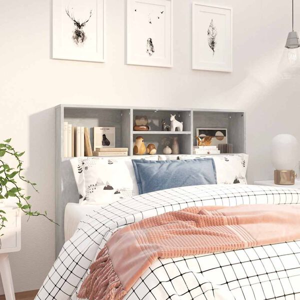 vidaXL sengegavl med opbevaring 120x19x103,5 cm betongr&aring;