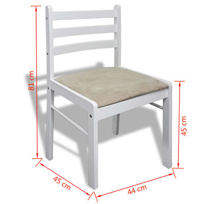 vidaXL spisebordsstole 6 stk. massivt træ og fløjl hvid