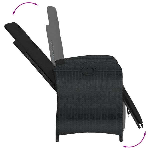 vidaXL spisebordss&aelig;t til haven 7 dele med hynder polyrattan sort