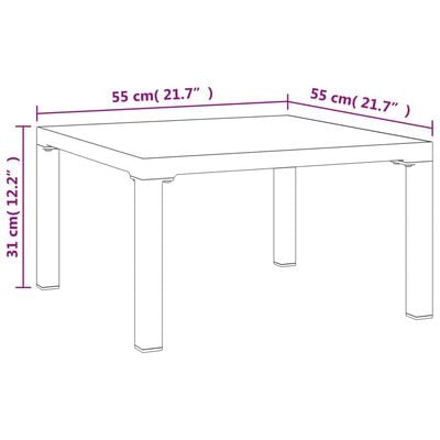 vidaXL sofabord til haven 55x55x31 cm DPC og stål grå