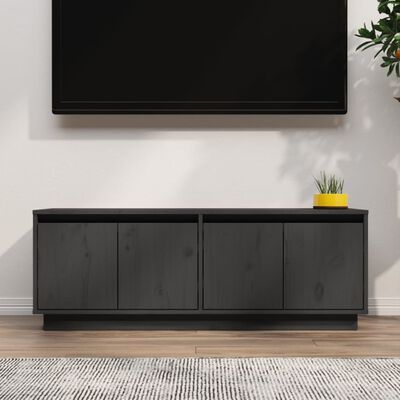 vidaXL tv-bord 110x34x40 cm massivt fyrretræ grå