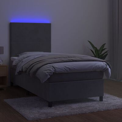 vidaXL kontinentalseng med LED-lys 100x200 cm fløjl lysegrå