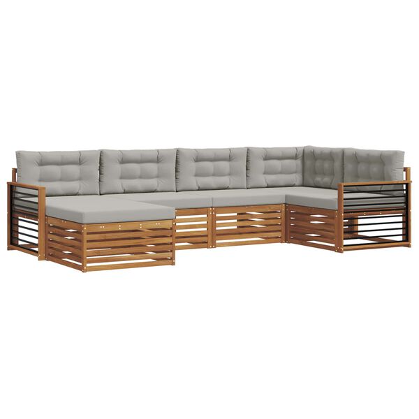 vidaXL Udend&oslash;rs sofagruppe med pude 6 pcs Naturlig og Lys Gr&aring;