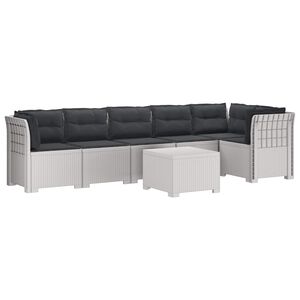 vidaXL 6-personers Have Sofa med Puder Rattan Look PP Hvid
