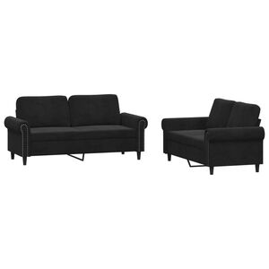 vidaXL sofas&aelig;t 2 dele med hynder velour sort
