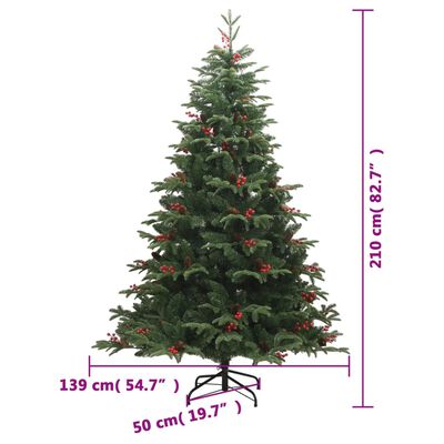 vidaXL kunstigt juletræ med 300 LED-lys 210 cm hængslet