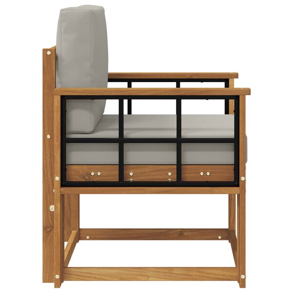 vidaXL Udend&oslash;rs sofa Soli Akacietr&aelig; og polyester Naturlig og lys gr&aring;