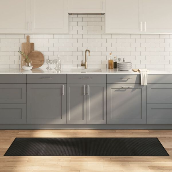 vidaXL gulvt&aelig;ppe 60x200 cm rektangul&aelig;r bambus sort