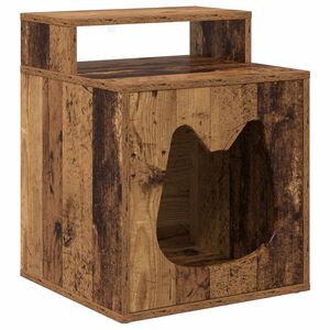 vidaXL Kat Hus Gammelt tr&aelig; 42,5 x 40 x 53,5 cm Konstrueret tr&aelig;