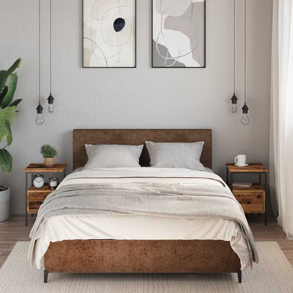 vidaXL sengeborde 2 stk. 34x36x50 cm konstrueret tr&aelig; gammelt tr&aelig;look