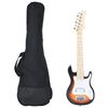 vidaXL elektrisk guitar til b&oslash;rn inkl. taske 3/4 30" brun og hvid