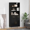 vidaXL Highboard med skuffe Sort eg 69,5 x 34 x 180 cm Konstrueret tr&aelig;