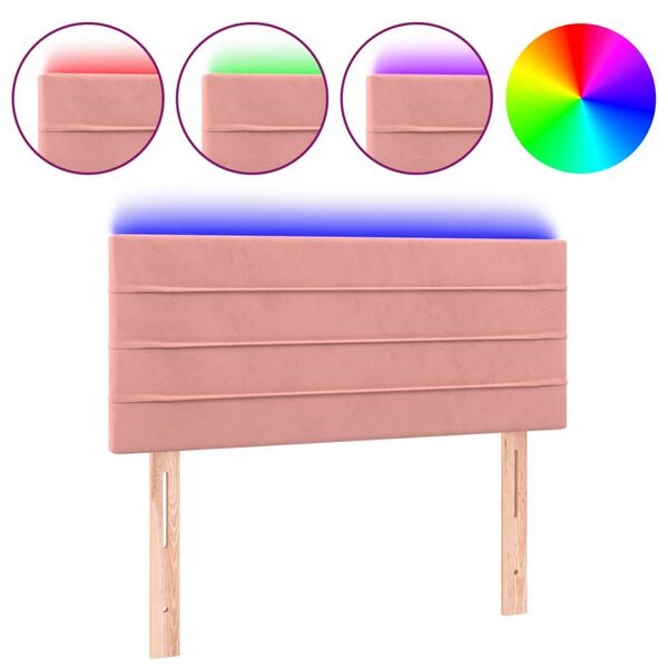 vidaXL sengegavl med LED-lys 80x5x78/88 cm velour lyser&oslash;d