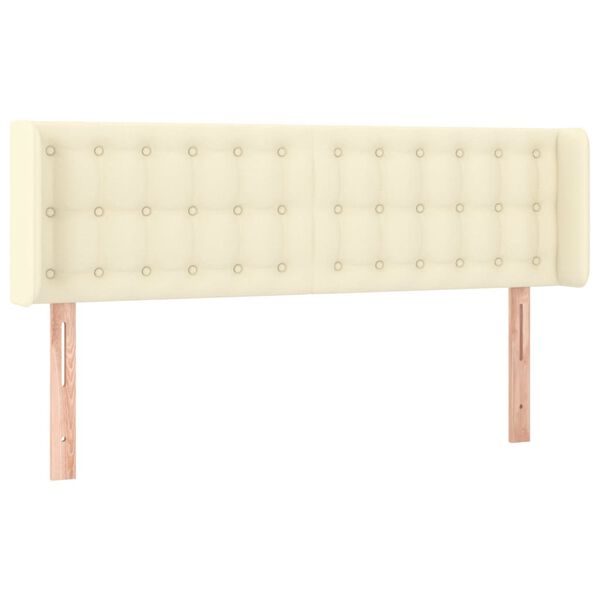 vidaXL sengegavl med kanter 147x16x78/88 cm kunstl&aelig;der cremefarvet