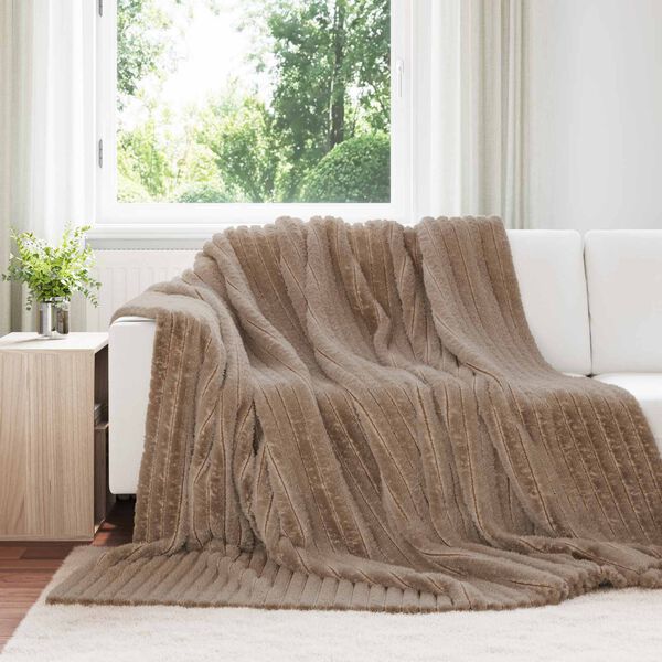 vidaXL Throw t&aelig;ppe Camel 240 x 220 cm Fleece