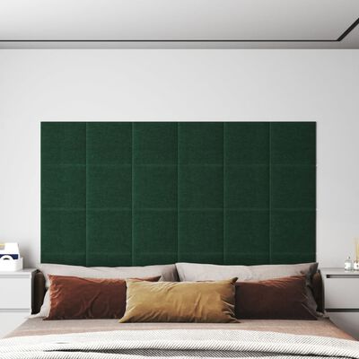vidaXL vægpaneler 12 stk. 30x30 cm 1,08 m² Stof mørkegrøn