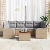 vidaXL Havesofa S&aelig;t med pude 7 pcs Beige polyrattan
