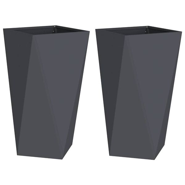 vidaXL Plantekasse 2 pcs Antracit 40 x 40 x 75 cm St&aring;l