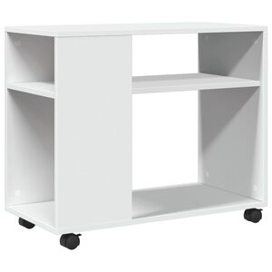 vidaXL sidebord med hjul 70x35x60 cm konstrueret tr&aelig; hvid