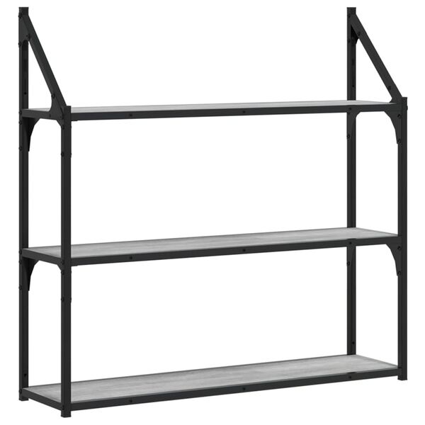 vidaXL v&aelig;greol m. 3 hylder 80x21x78,5 cm konstrueret tr&aelig; gr&aring; sonoma-eg