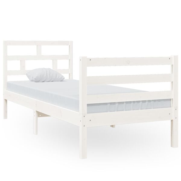 vidaXL sengeramme 75x190 cm Small Single massivt tr&aelig; hvid
