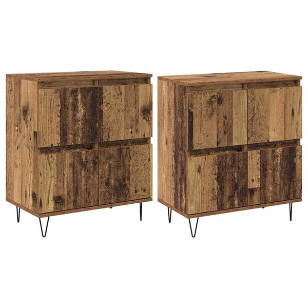 vidaXL Sideboards 2 pcs Gammelt tr&aelig; 120 x 35 x 70 cm Konstrueret tr&aelig;
