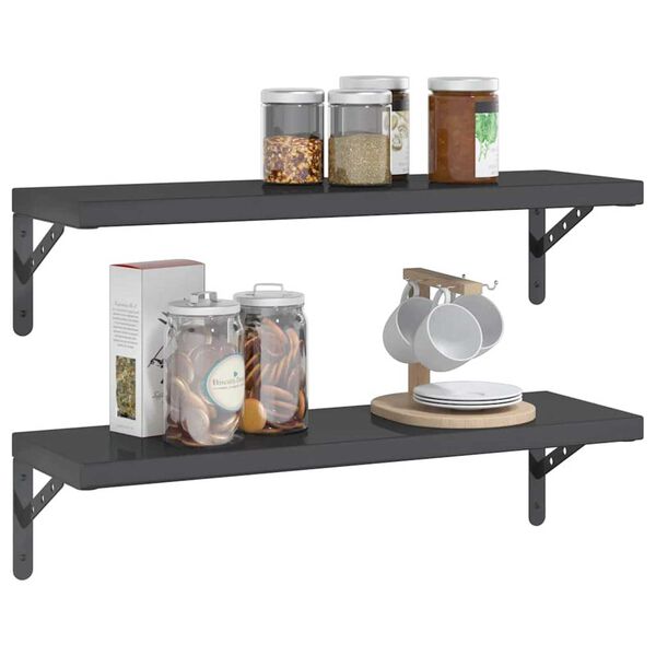 vidaXL væghylder 2 stk. 75x23,5 cm rustfrit stål sort