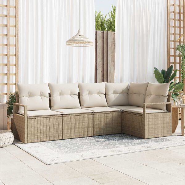 vidaXL Sofa Sæt med pude 5 pcs Beige polyrattan