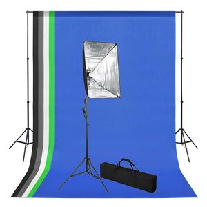 vidaXL fototstudieudstyr med bagt&aelig;ppe og softboxbelysning