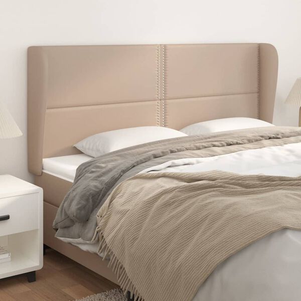 vidaXL sengegavl med kanter 183x23x118/128 cm kunstl&aelig;der cappuccino